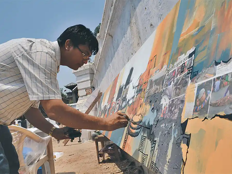 PAINTING TO COPE WITH THE DISASTER (The Himalayan Times)
